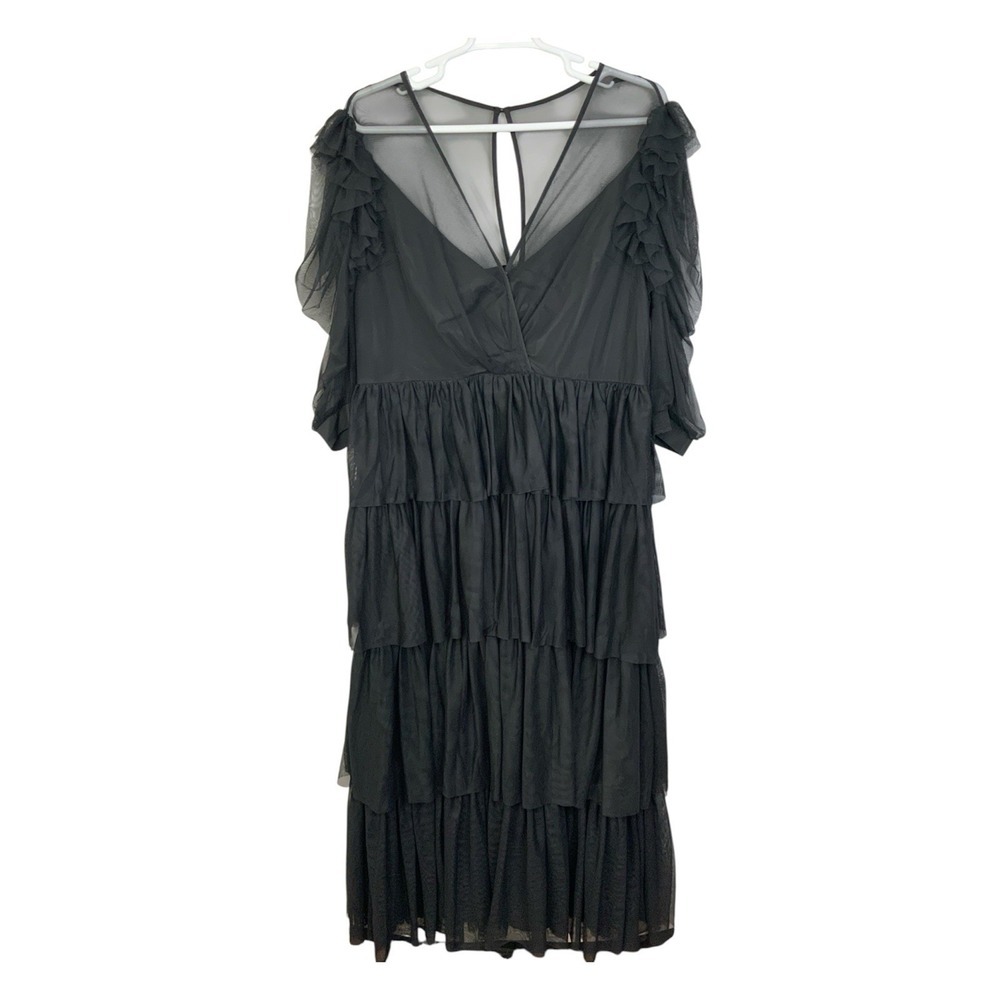 Wayward Fancies eShakti Sz 2X 20W Black Tulle Tiered Sheer Maxi Dress Whimsigoth